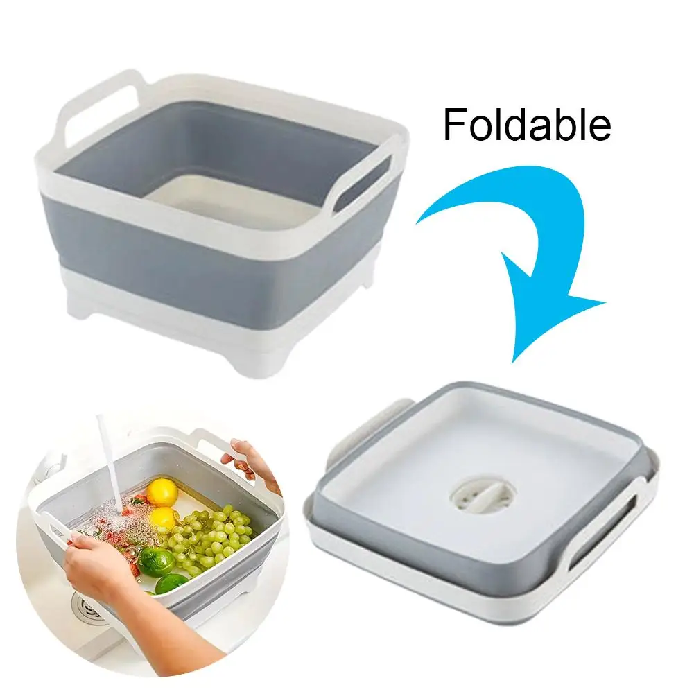 New Silicone Collapsible Bucket With Drain Plug Portable Folding Basin For Camping Fishing Picnics Large Capacity Easy Storage