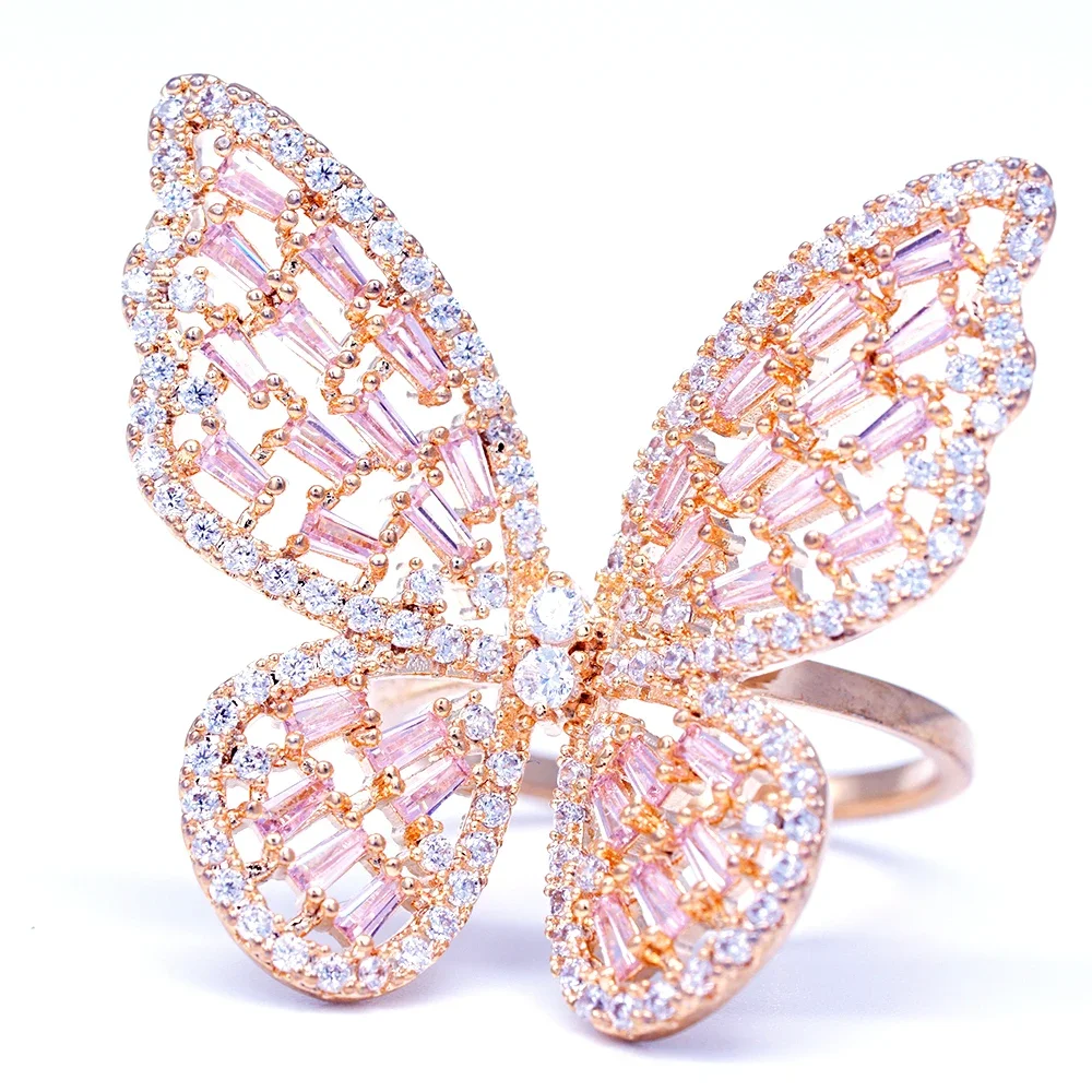 

Hollow Butterfly Open Index Finger Zircon Women Rings, Light Luxury Ins Hipster Custom Women Rings