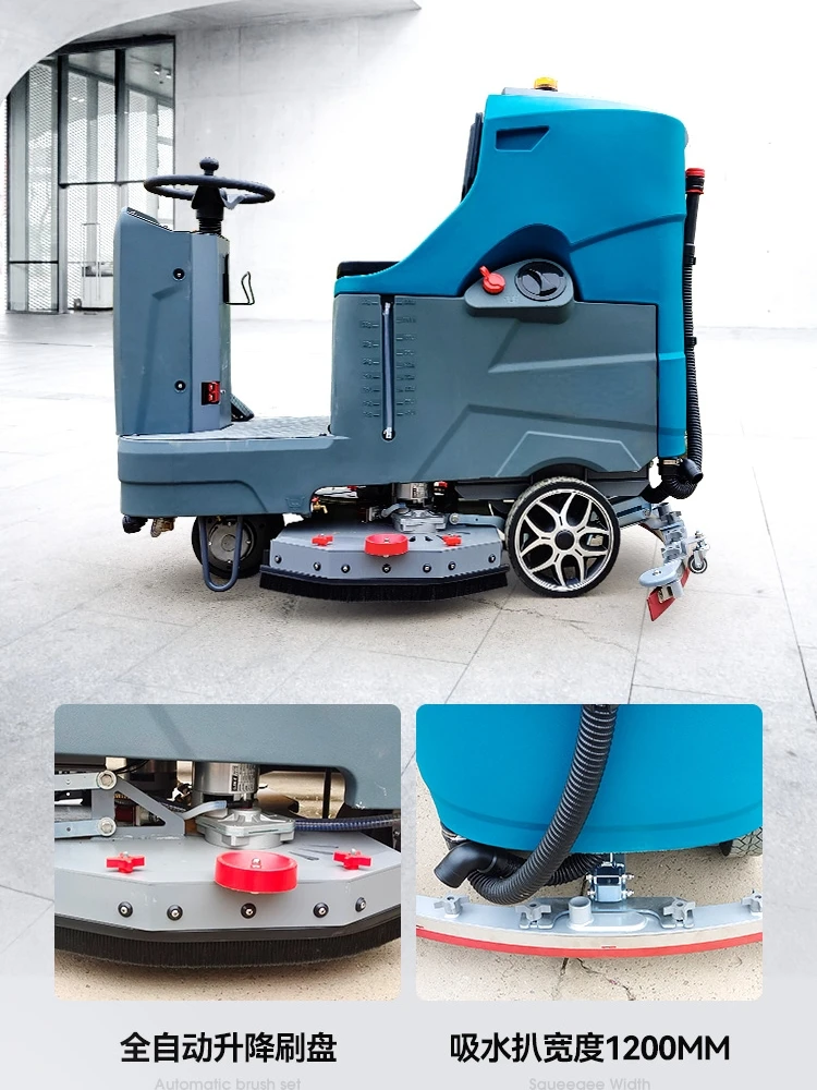 Driving floor scrubber, factory workshop, industrial warehouse, property garage, mopping machine