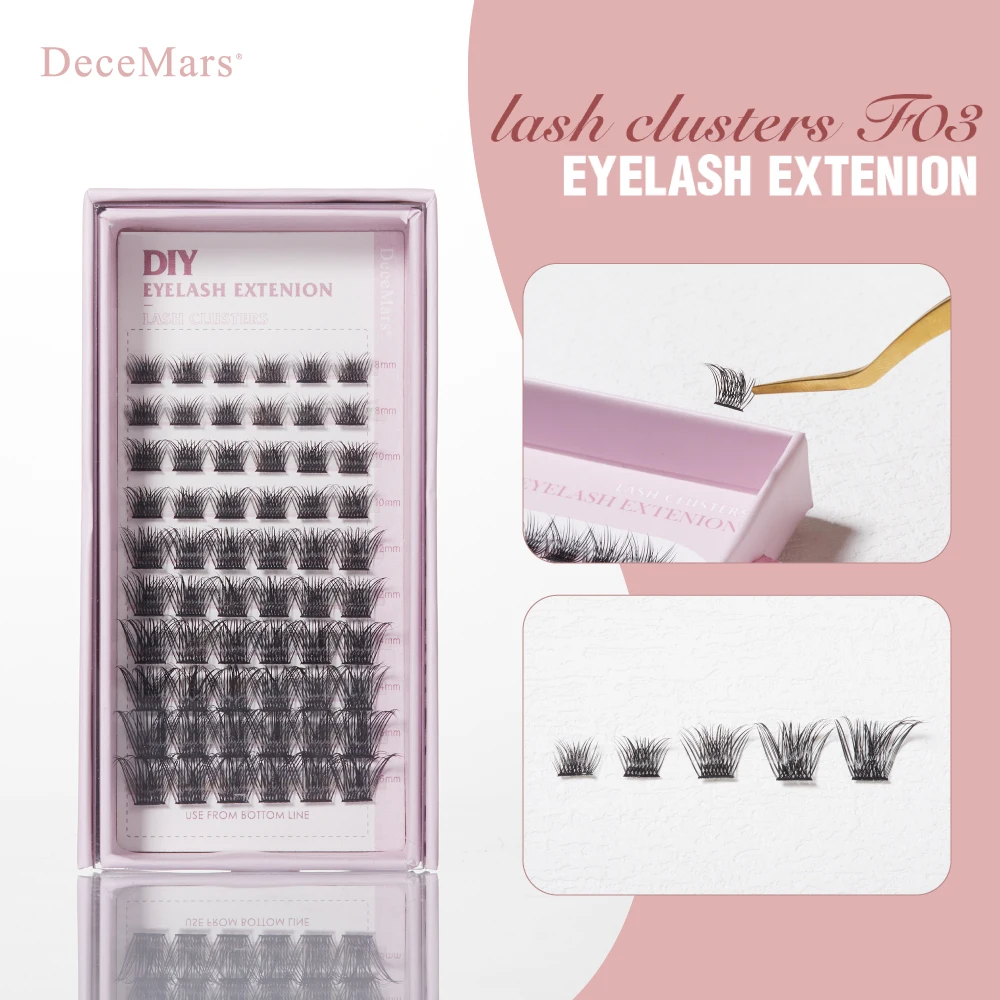 DeceMars Clusters Extensions 8-16MIX Individual Lashes Cluster DIY Eyelash Extensions at Home（ F03 ）