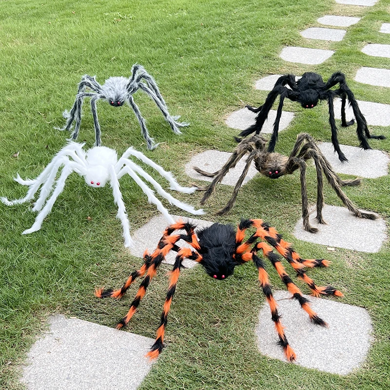 

Artificial Plush Spider Home Bar Haunted House Scene Ornament Prop Halloween Black Giant Spider Scary Holiday Outdoor Decoration