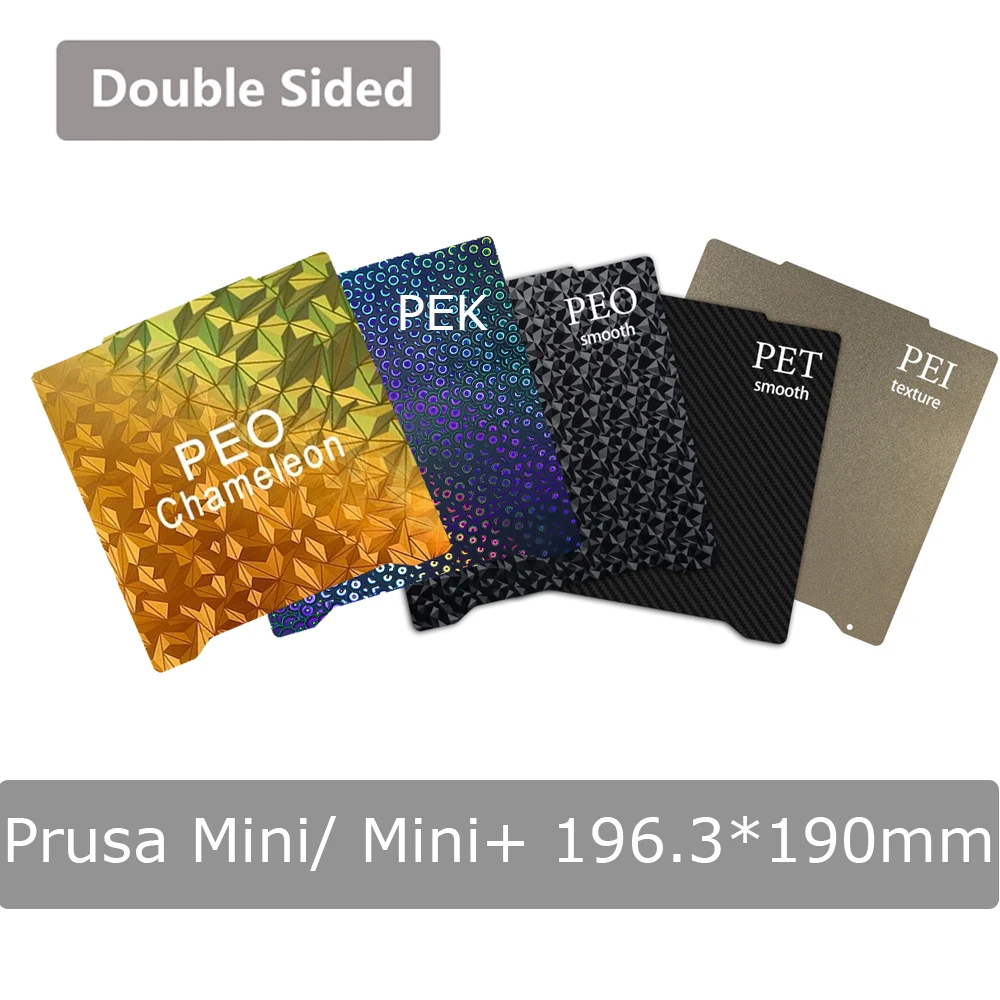 For Prusa Mini 196.3*190mm Upgrade Build Plate Double Sided PET PEO PEI Textured Powder Coated Spring Steel Sheet Magnetic Bed