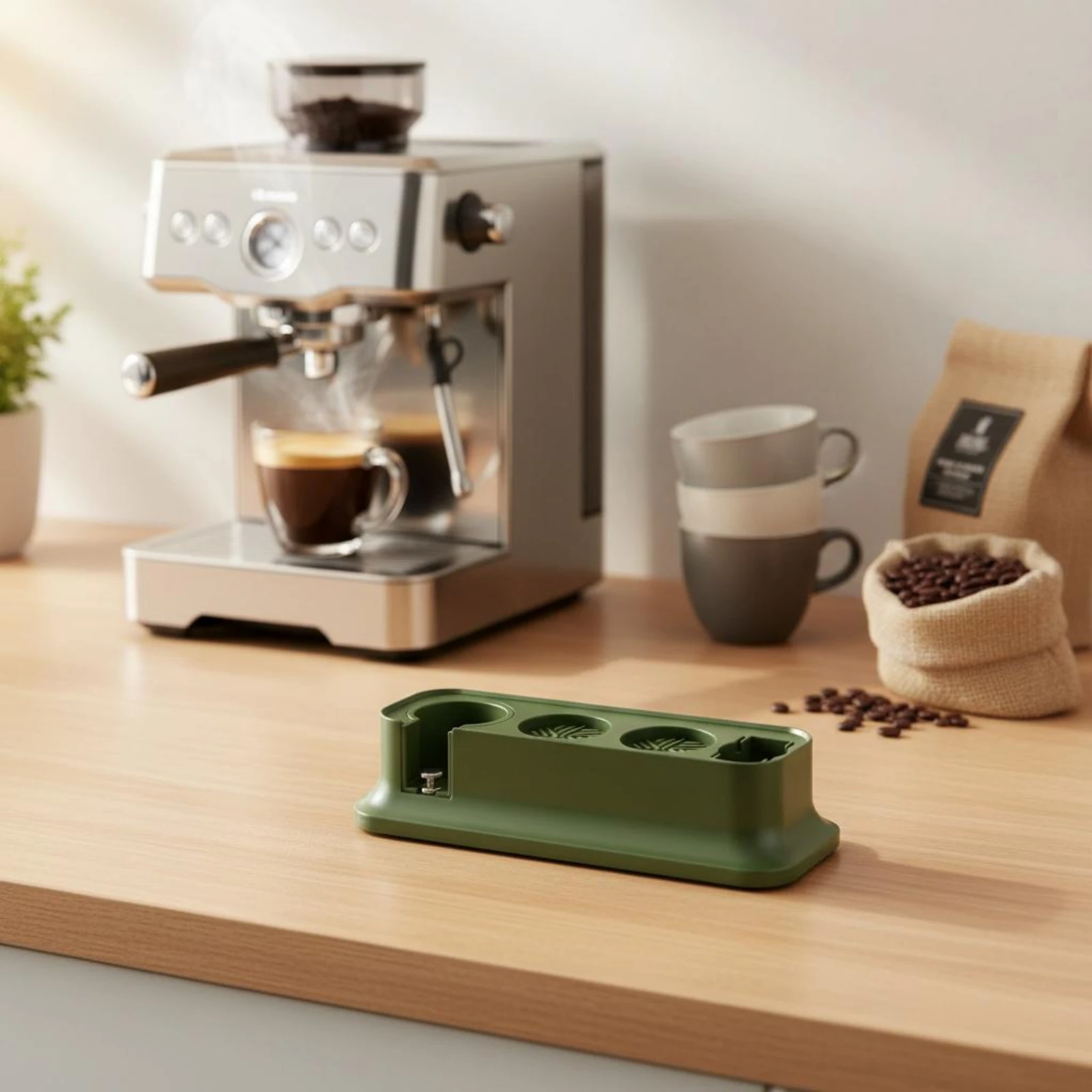 Espresso Tamping Station Non-Slip Base Portafilter Holder Stand Coffee Tamper Station Adjustable Height Coffee Professional Tool - view 5