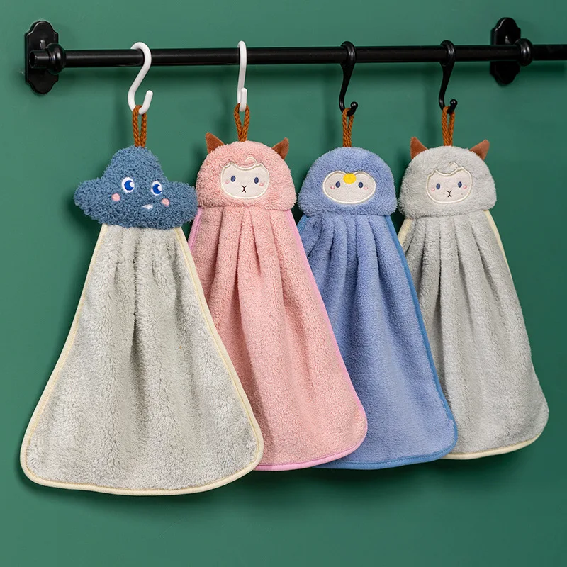 Plush Hand Towel Home Hangable Cartoon Hand Gift with Coral Plush doll