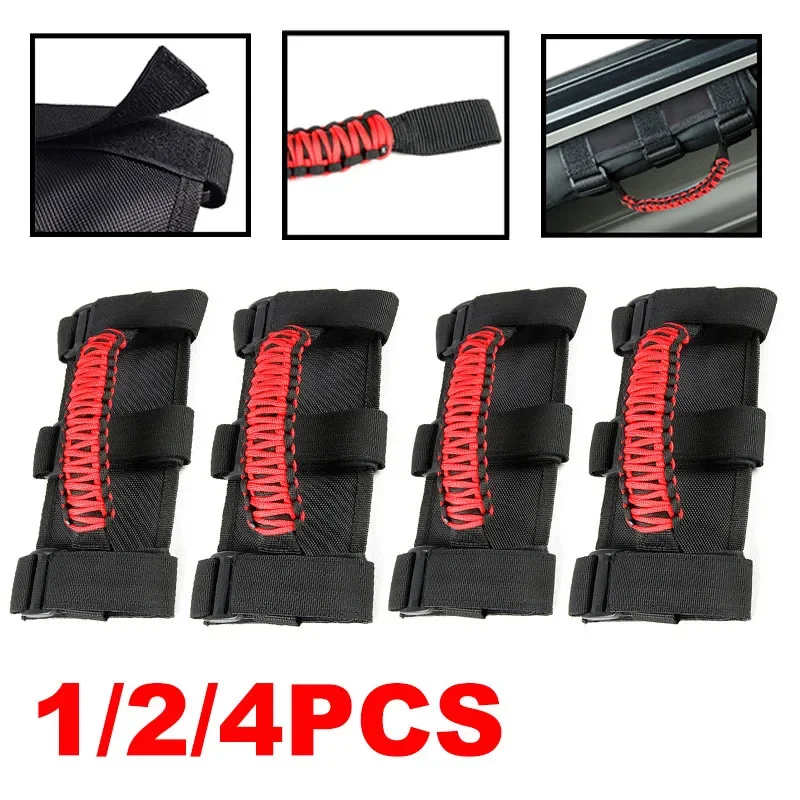 1/2/4Pcs Car Roof Handle Rope Grab Handles Grip Handle Fit For 1955-2020 Jeep Wrangler CJ YJ TJ JK JL For 2020 Jeep Gladiator JT