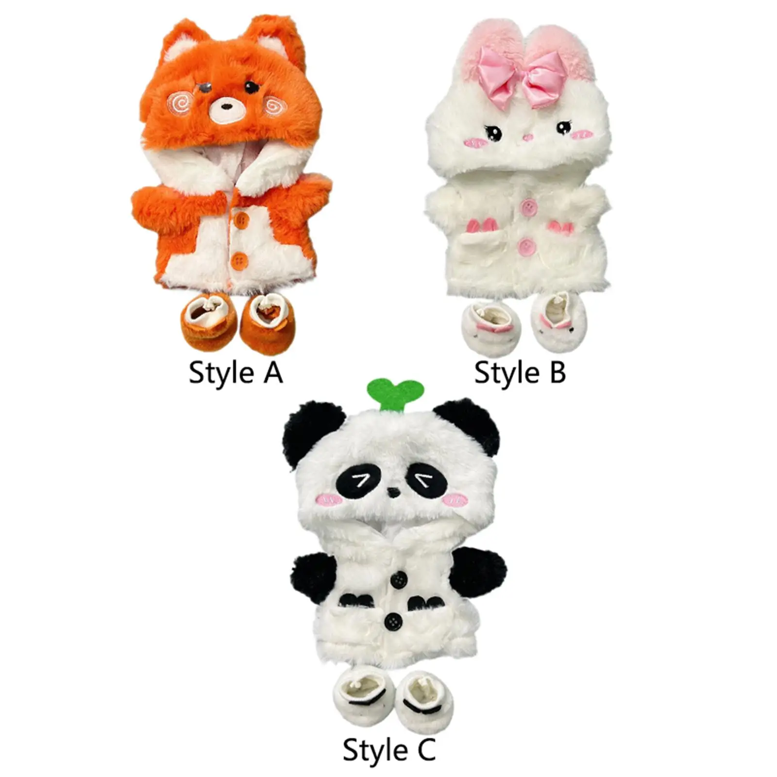 

Stuffed Doll Hooded Jumpsuit Flexibility DIY Hands on Fashion Clothing Coordination Playsuit Dress up with Shoes for 20cm Dolls