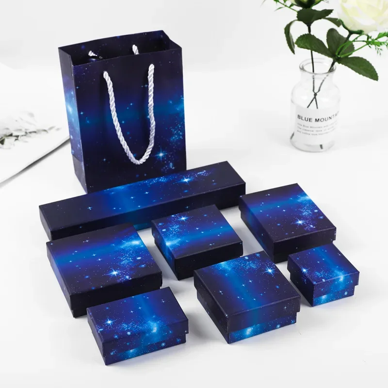 Mutli Size Jewelry Gift Box Starry Sky Packaging for Bracelet Necklace Ring Earring Wedding Bride Present Jewelry Storage Boxes