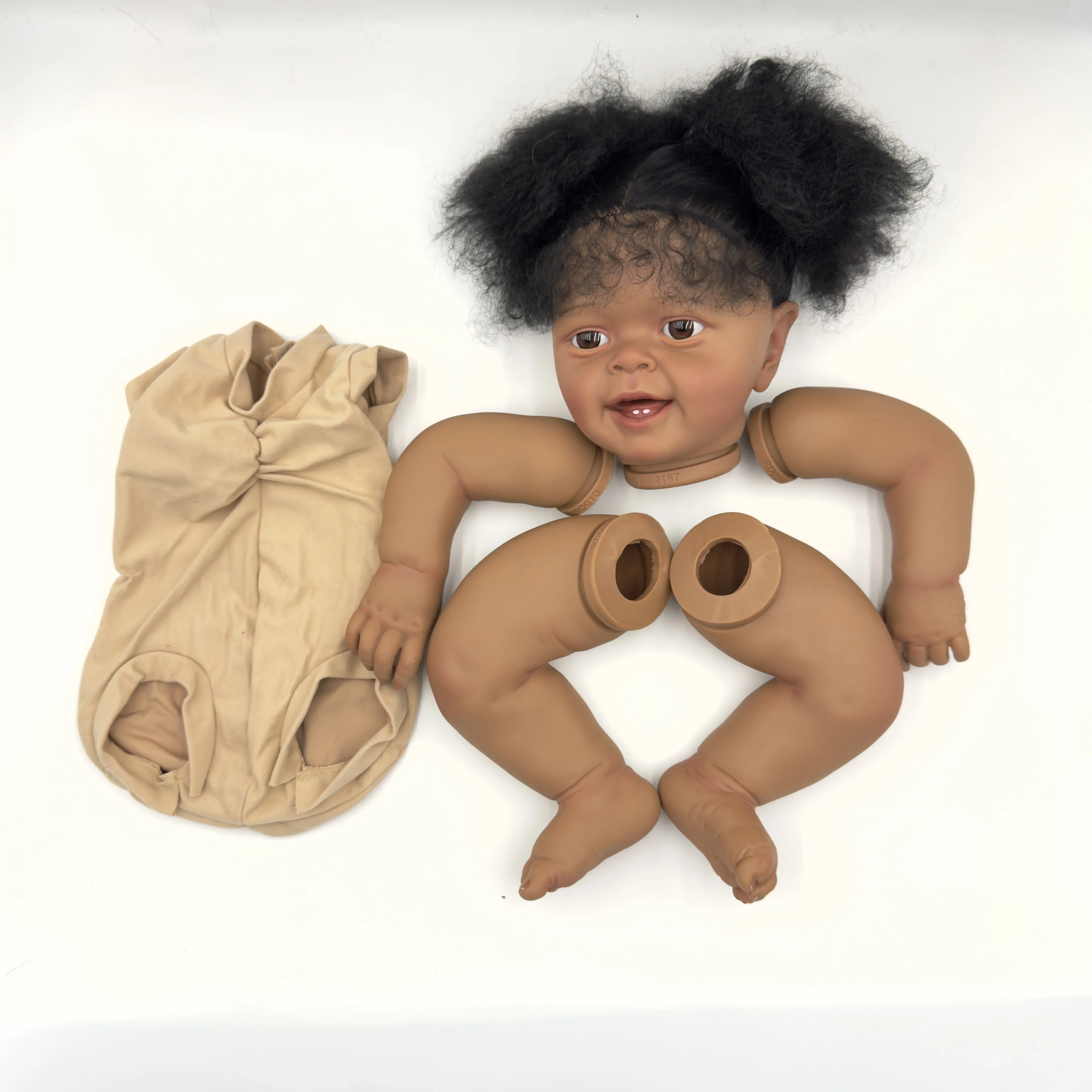 24inch Yannik Reborn Doll Kit Already Painted Dark Brown Skin Baby Parts Lifelike Soft Touch finished DIY Doll Toys