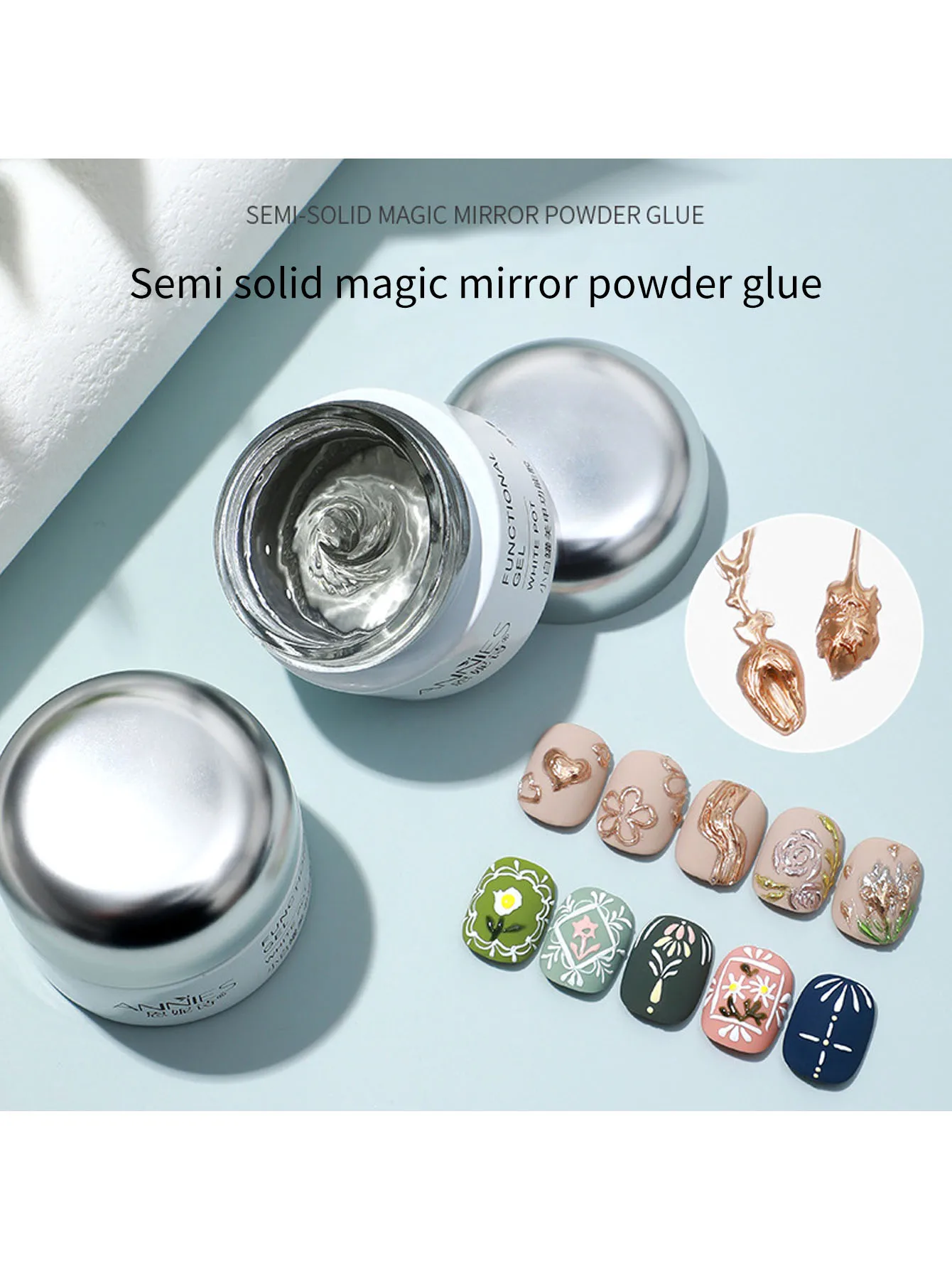 Gel de diamantes de imitación para uñas, manicura moldeadora 3D DIY, 20g, súper adhesivo, sin toallita, para polvo, Gel de joyería sólido