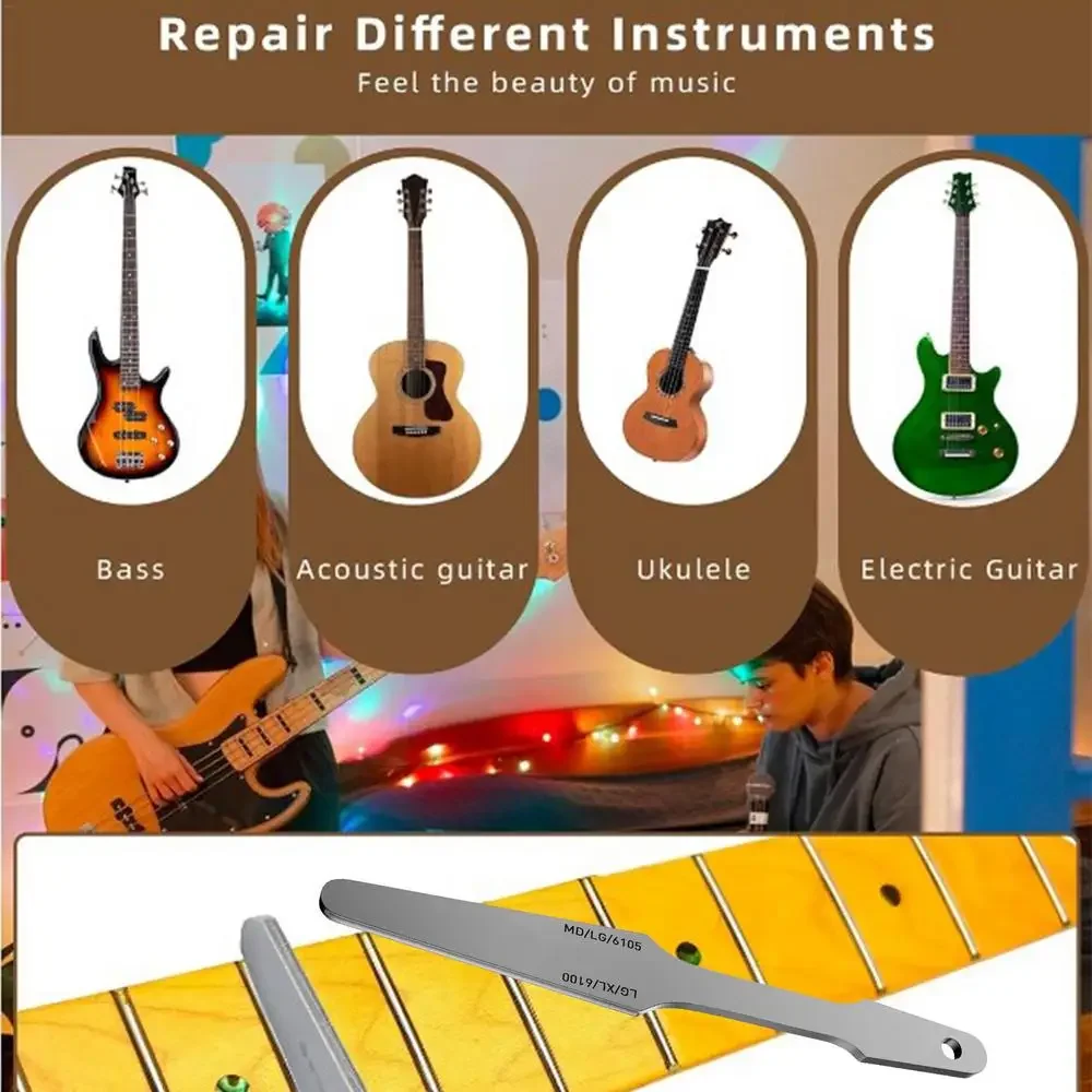 1 Stück Nivellierwerkzeug Gitarren-Bundfeile zum Schleifen von Kronenfeilen, Luthier-Werkzeug, doppelseitige Bundfeile – Detail 7