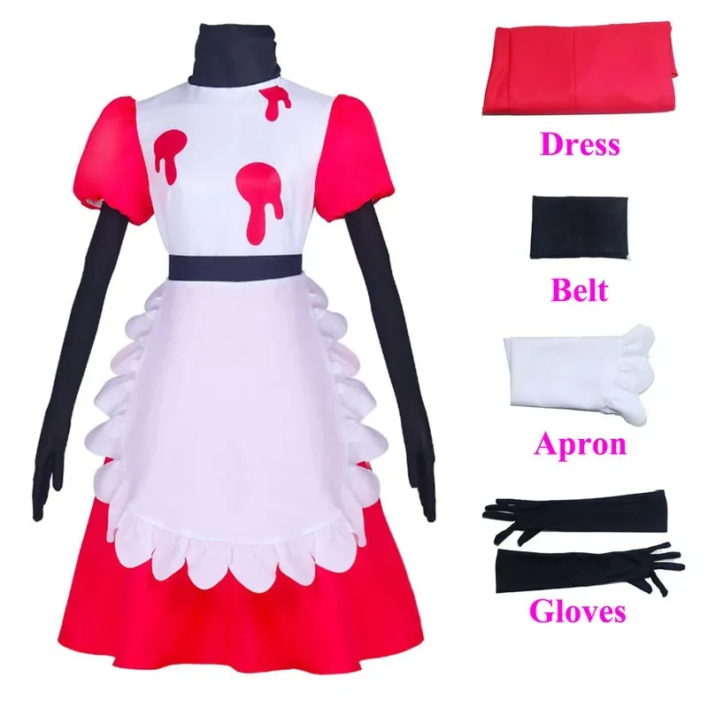 

Аниме Hell Inn Niffty Косплей Костюм Женское Красное Платье Пояс Фартук Перчатки Полный Комплект Niffty Костюм Для Ролевых Игр Хэллоуин Карнавальная Вечеринка
