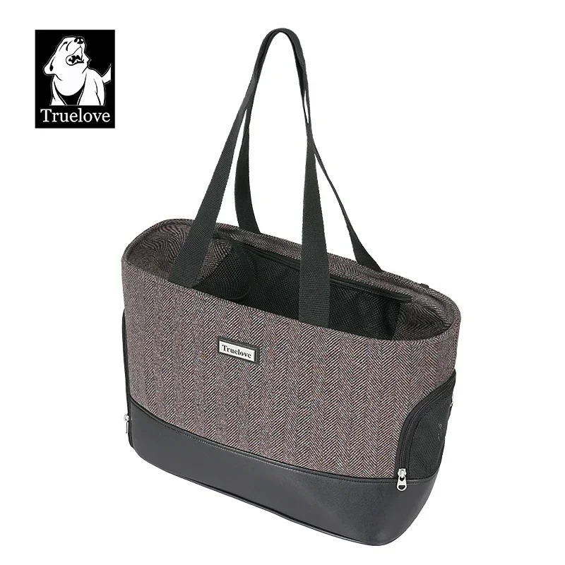 TRUELOVE Pet Bag Traveling With Pets TLX5171 Woolen Tweed Hook&Loop Closure Mesh Windows for breathability Free Mini Storage Bag