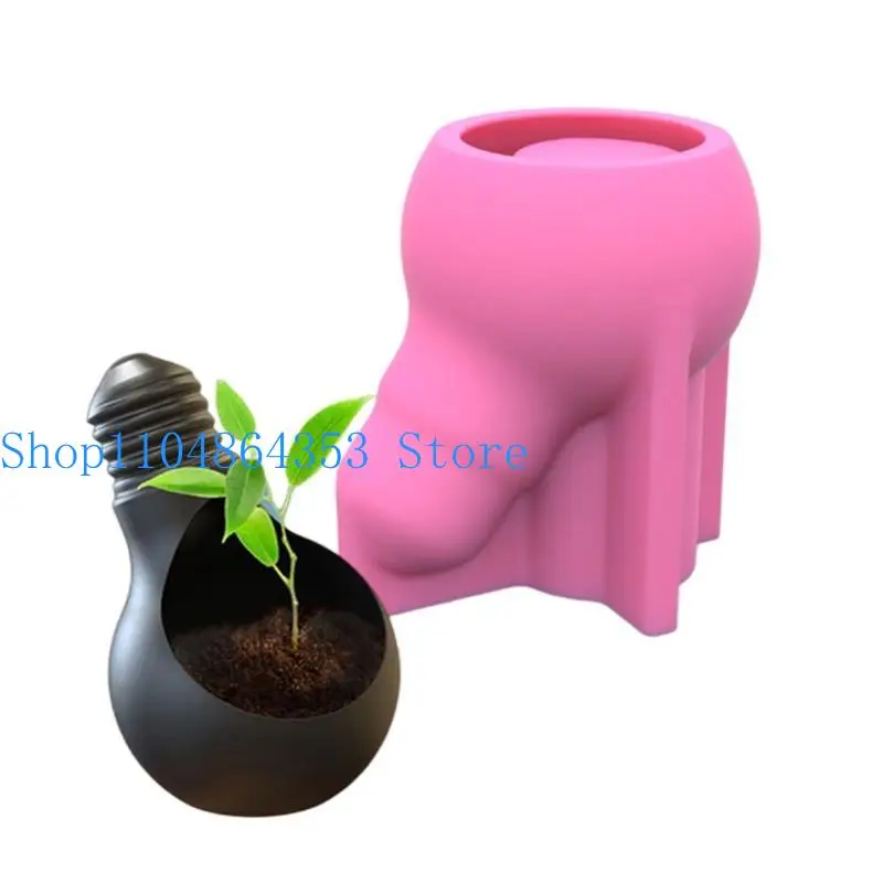 

652F Plant Pen Holder Mold Bulb Flower Pot Silicone Resin Mold Craft