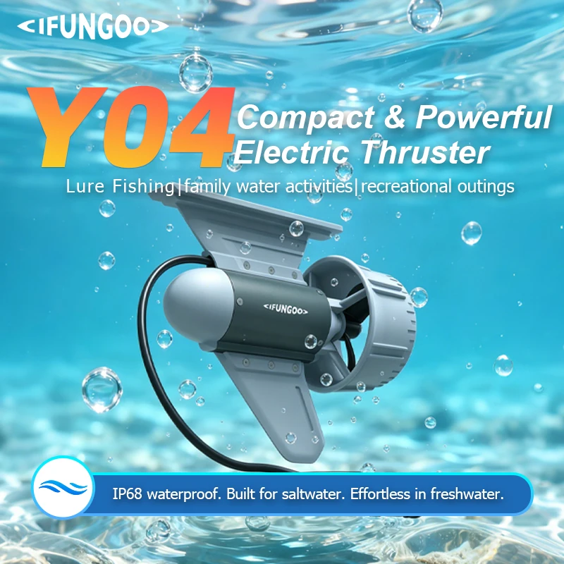 IFUNGOO Y04 18.5Lbs Electric Fin for 1-2 Person Water Fun for SUP Kayak Saltwater Boat+B2 Portable Battery|Electric Thruster