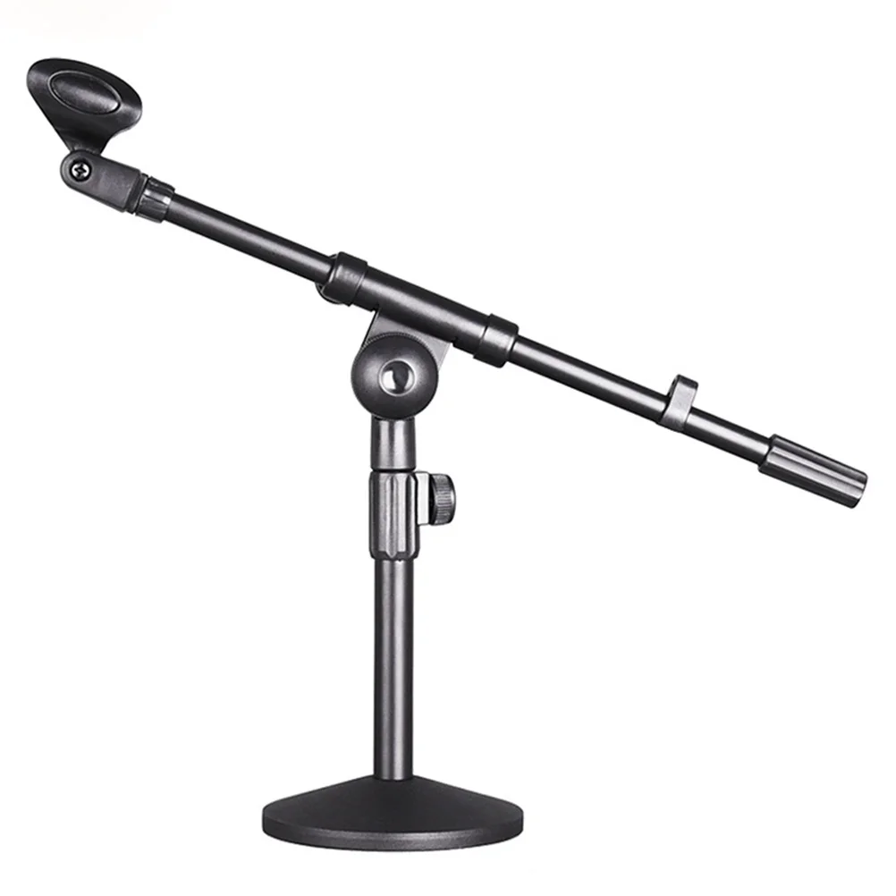 

Microphone Stand Adjustable Desktop Mic Support For Studio Home Stage Use Lightweight Compact Metal Base Non-Slip