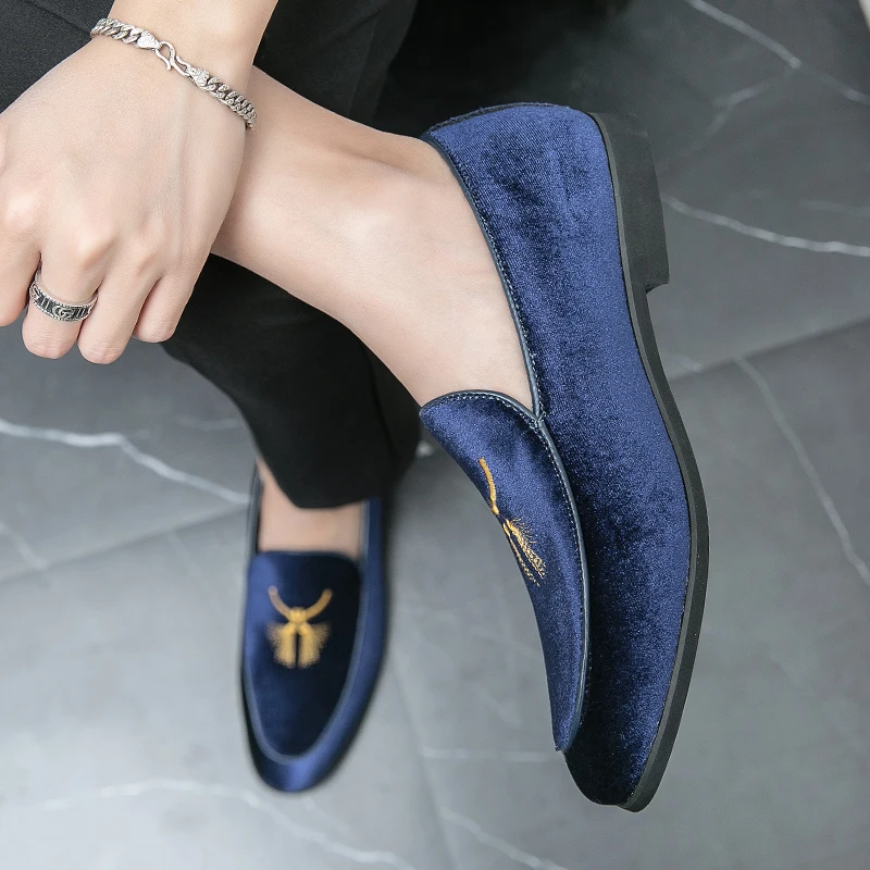 formal loafers shoes for man embroidery designer wedding dress menswear shoes office loafers mocassin homme scarpe uomo eleganti