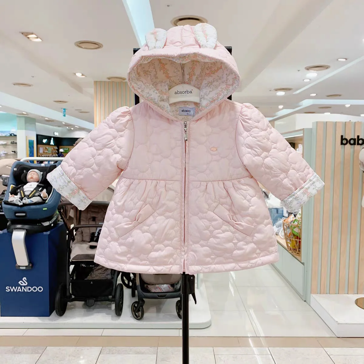 

Girls' Jacket 2026 Spring New Arrival Pink Printed Fashionable Children's Hooded Cotton Jacket Cotton-Lined Warm SpringFall Coat