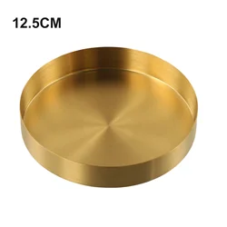 Elegant Gold Stainless Steel Storage Tray Jewelry Display Plate Organizer for Cosmetics Coffee Table Snacks Keys 12 5cm