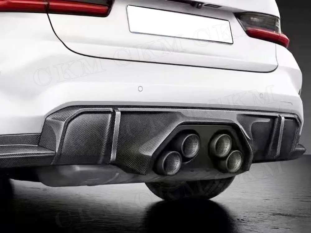 Carbon Fiber Rear Bumper Diffuser Exhaust Car Decoration For BMW 3 4 Series G80 G82 G83 M3 M4 2021+