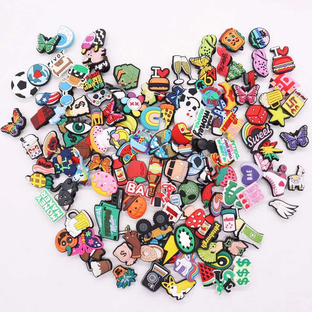 

Random 50-200Pcs Cartoon Disney PVC Shoe Charms Boys Girls Bracelet Buckle Decorations Fit Fashion Birthday Gifts