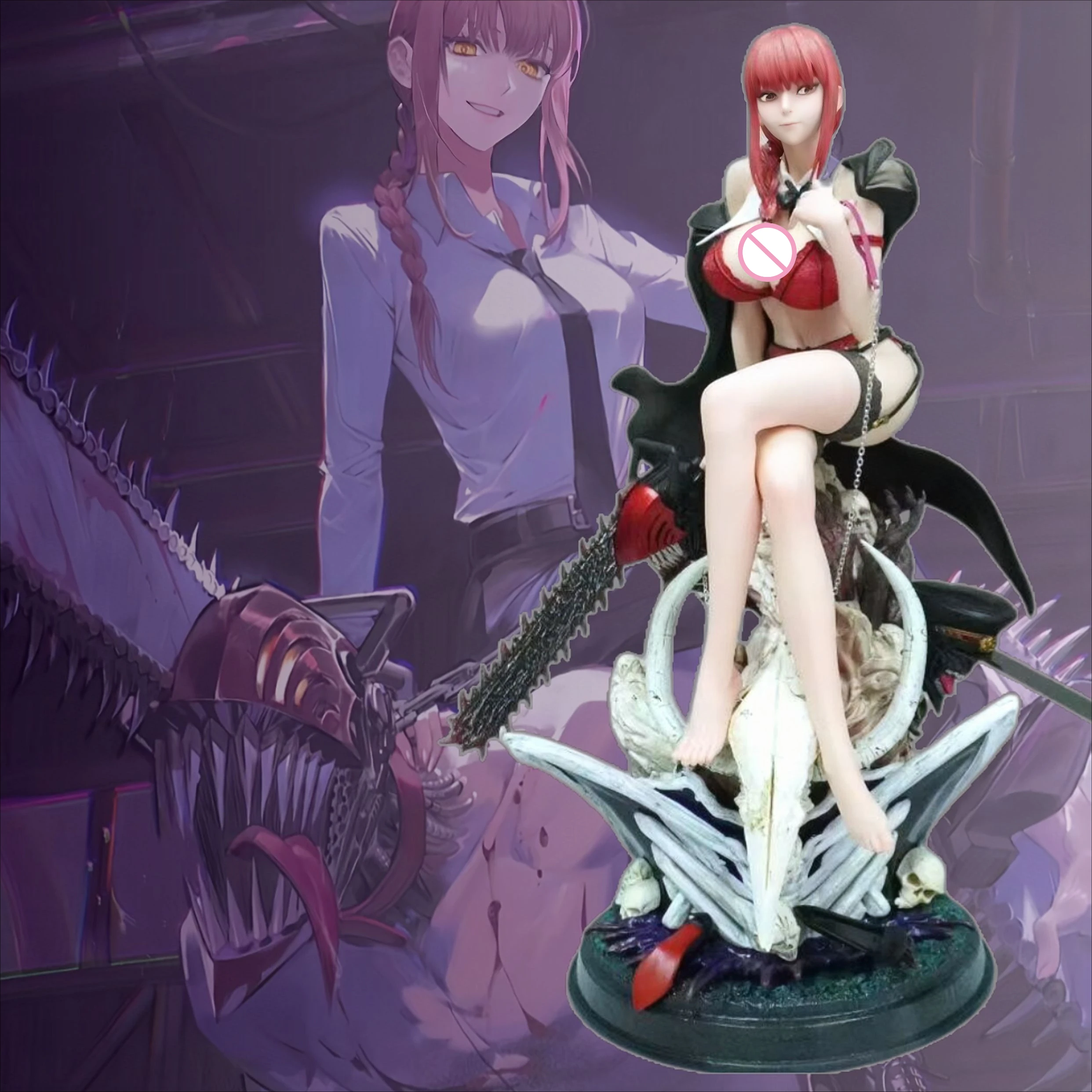 

45cm New Chainsaw Man Anime Figure Makima Peripheral PVC Model Sexy Beautiful Girl Statue Desktop Ornaments Birthday Gifts Toys