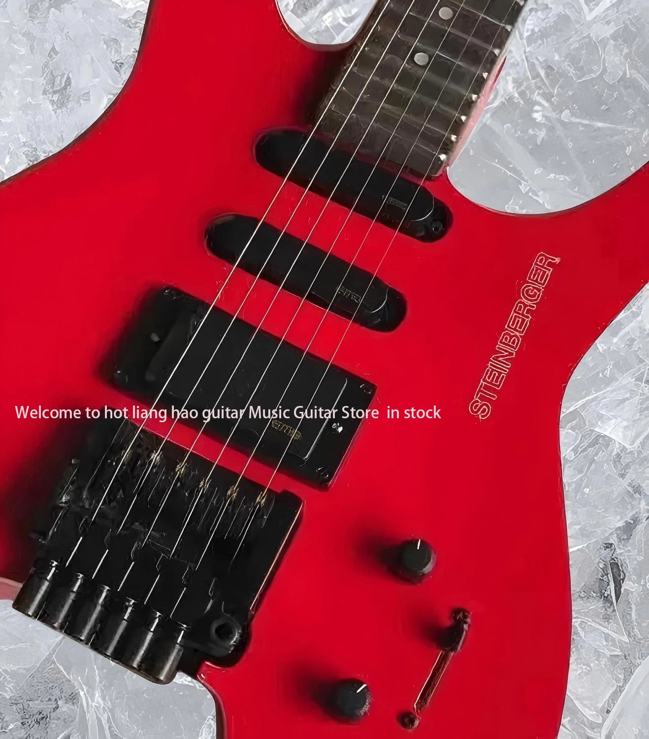 جيتار مقطوعة الرأس بألوان حمراء 6 أوتار على شكل شتاينبرغر موسيقى معدنية محمولة تقبل مخصص بأي نمط #2