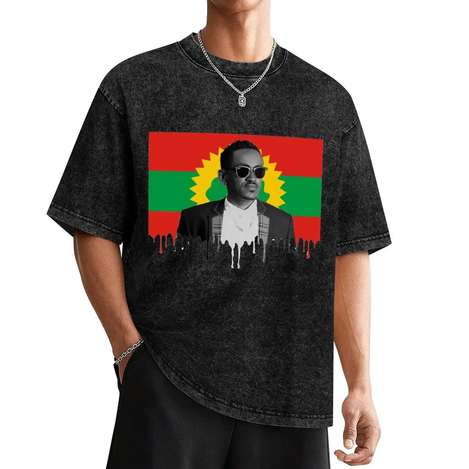 

Hachalu Hundessa With Oromo Flag T-Shirt anime figures plus size clothes quick drying mens graphic t-shirts funny