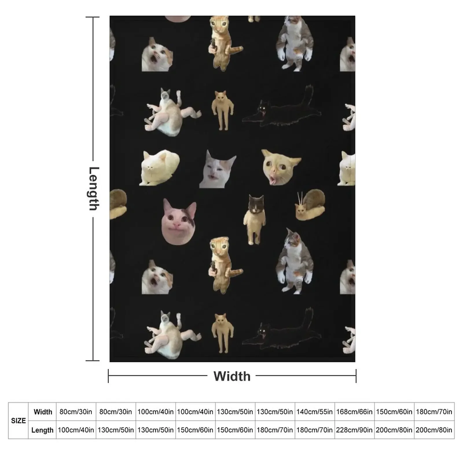 Cursed Meme Cats Throw Blanket couch cozy soft plush fuzzy picnic outdoor blanket