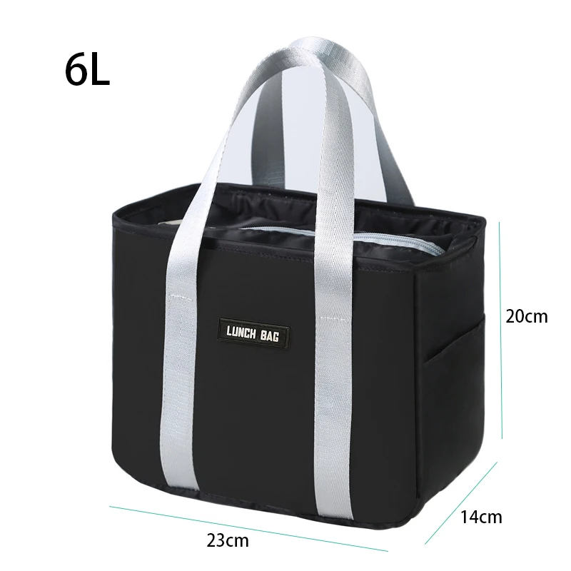 6L Cooler Bag Portable Thermal Insulation Ice Bag To Work Solid Color Student Waterproof Meal Aluminum Foil Thickened Lunch Bag