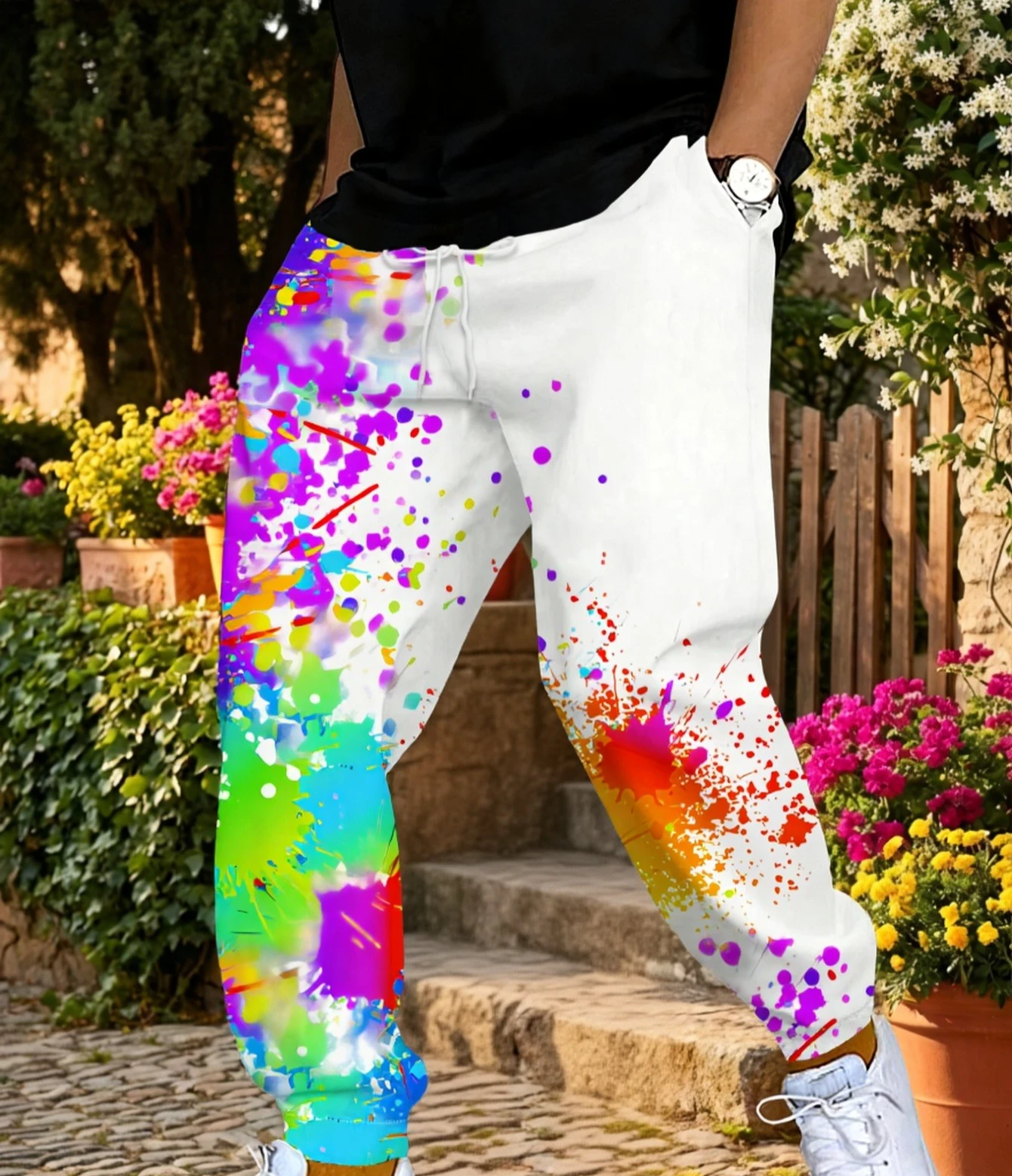

Ink Dot Color Pattern Print 2026 Men's Pants Abstract Couple 3D Full Print with Pattern Casual Pants Outdoor Fitness Activities