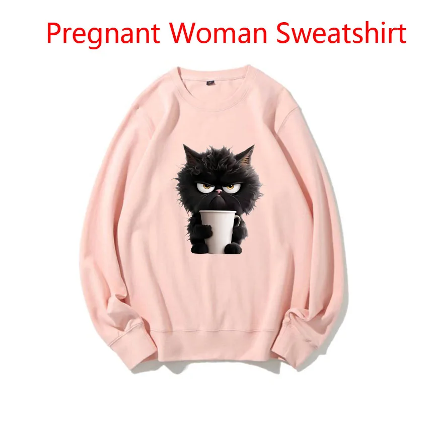 

Новый весенне-осенний хлопковый корейский модный женский свитшот с забавным принтом кота, универсальные женские свитера для беременных
