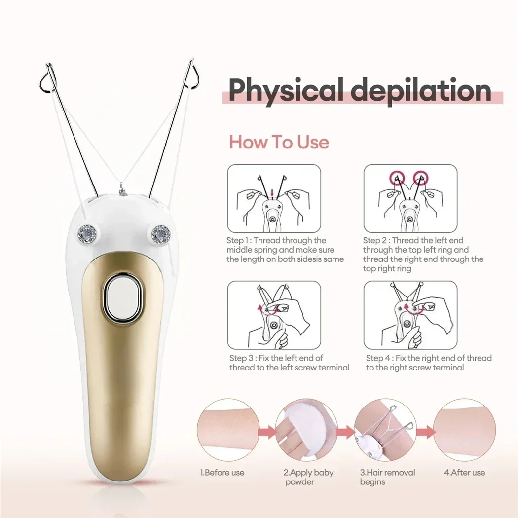 الكهربائية الجسم الوجه مزيل الشعر خيط القطن مزيل الريش الشعر لنزع الشعر المرأة الساق الذراع ماكينة حلاقة سيدة الجمال الرعاية الصحية