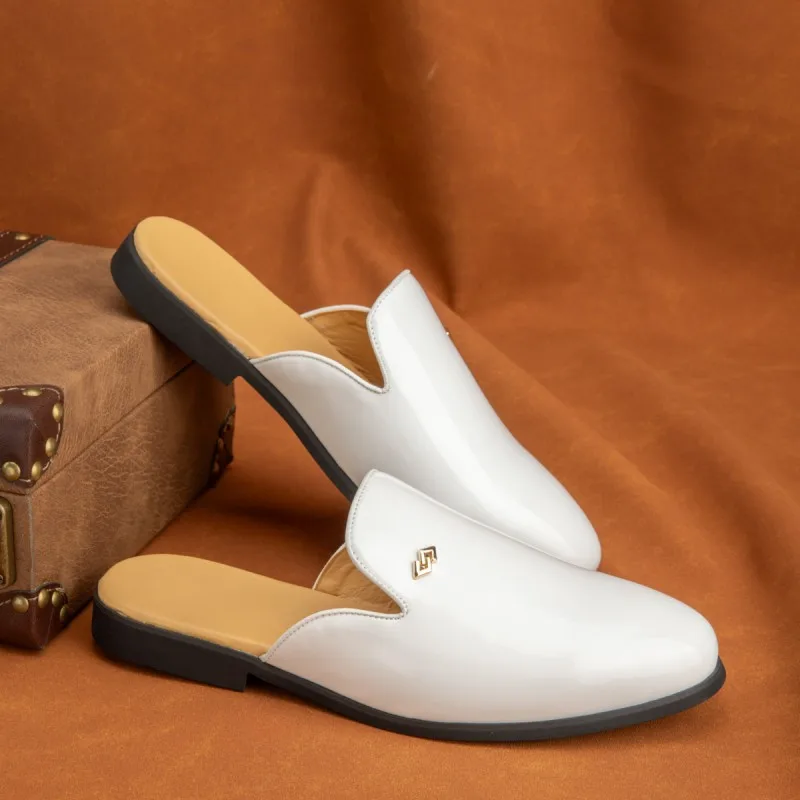 

Мужские полуботинки-шлепанцы из ПУ, однотонные, на низком каблуке, удобные, простые, повседневные