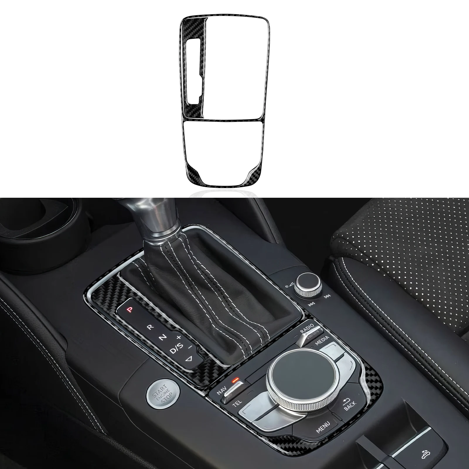 Für Audi A3 S3 RS3 8V (2013-2020) Carbon Fiber Innen Aufkleber Center Konsole Getriebe Shift Dekorative Streifen auto Trim Zubehör
