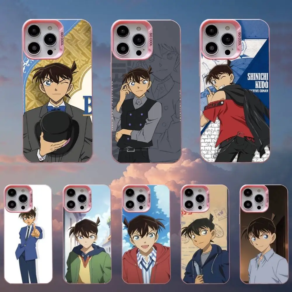 

Anime S-Shinichi K-Kudou Phone Case For iPhone 16,15,14,13,12,11,Mini,Pro,SE,MAX Pink Matte Silicone Cover