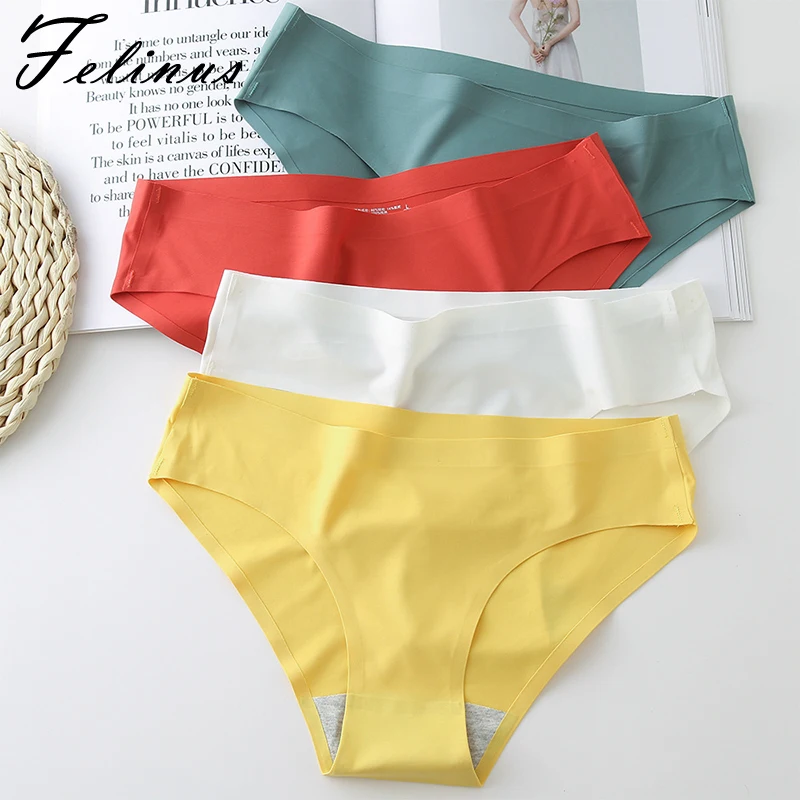 Felinus Damen-Unterwäsche aus Eisseide in Übergröße, Dessous, Sport, Yoga, Dessous, solide, bequem, nahtlos, niedrige Taille, Dreieckshöschen