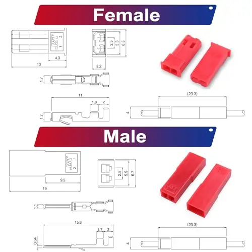 JST Kit konektor 2.5mm Pitch JST-SYP 2.54 konektor laki-laki perempuan dengan Premium 22AWG pre-crimped kabel ekstensi (syp-kit)