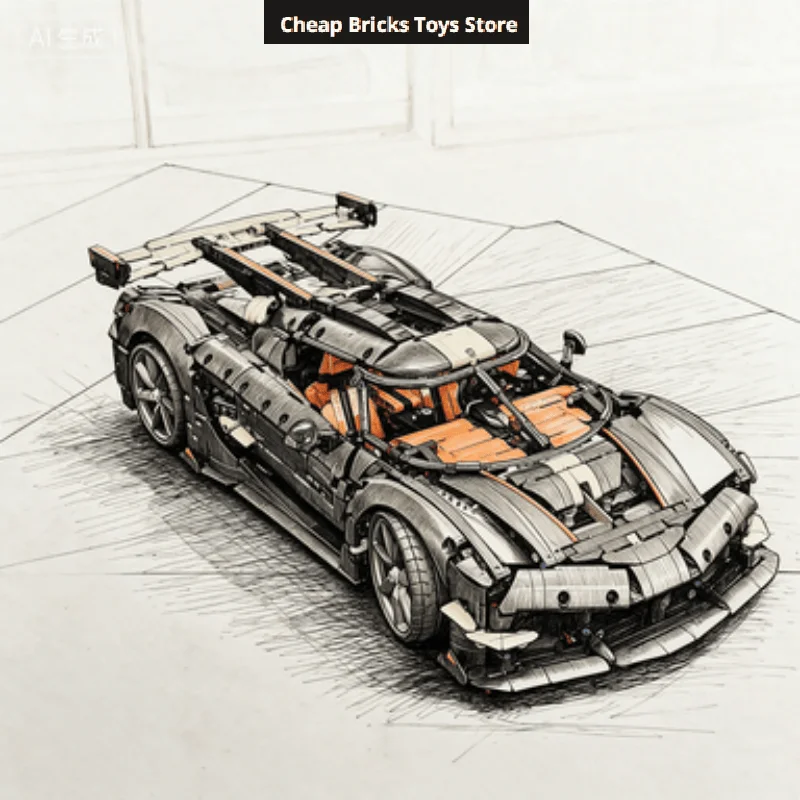 Image of Technische Fahrzeuge 4104 Teile Moc V8 Rennwagen Supercar Hypercar Bausteine Modell Bausatz Weihnachtsspielzeug für Familiendekoration Geschenke
