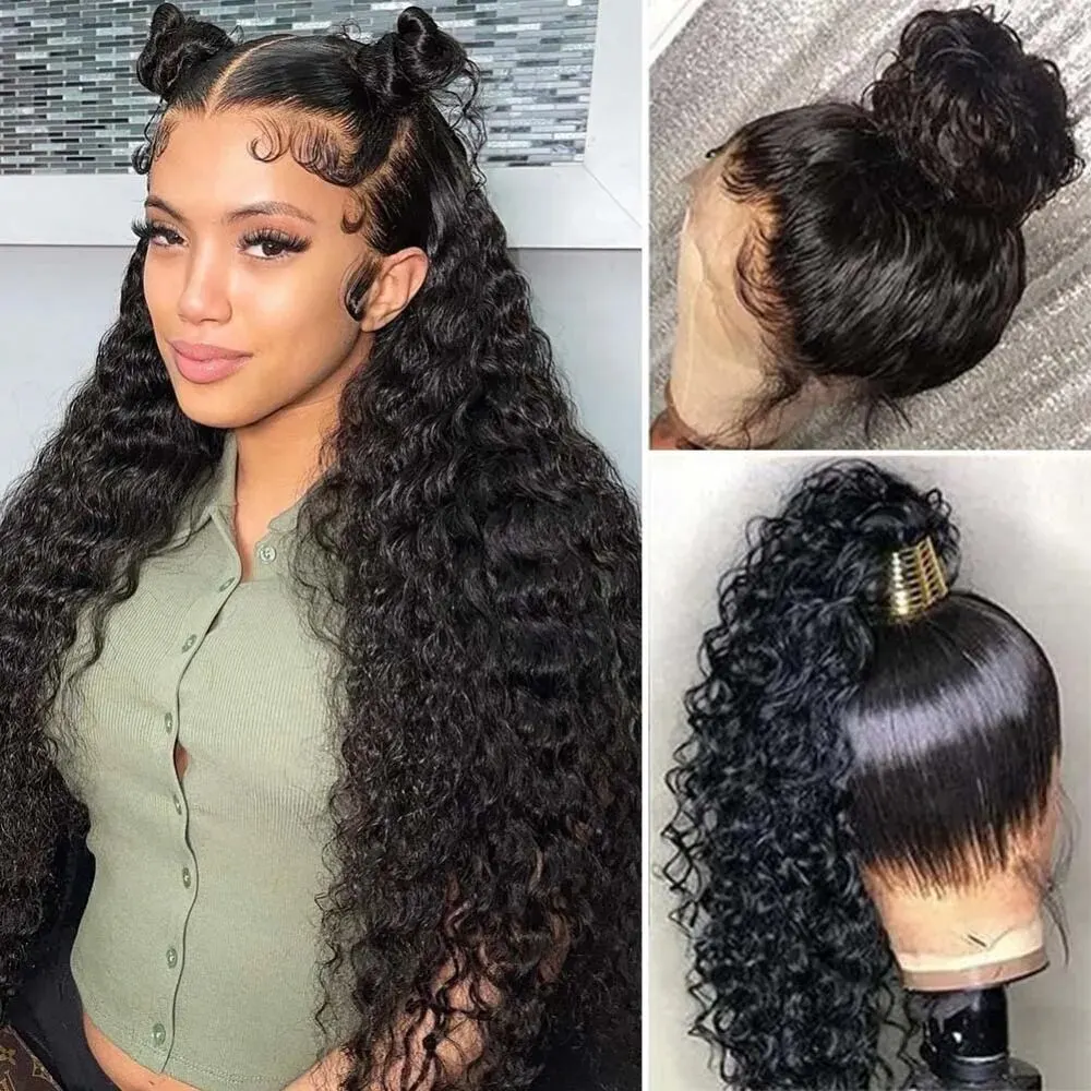 180% 250% 300% Density 13x4 Deep Wave Lace Front Wig Human Hair 13x6 HD Lace Frontal Wigs For Women Human Hair Wigs Pre Plucked