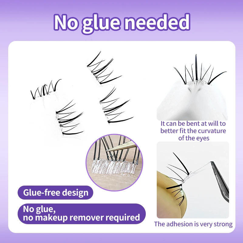 LAKANAKU No Glue Eyelashes Bottom Lashes DIY Clusters Eyelash Extensions Volume Fans for Beauty Makeup