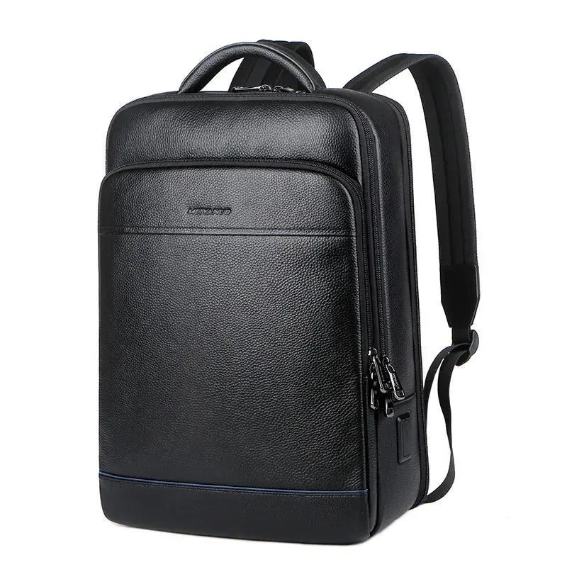 2024 Fashion Cow Genuine Leather Men Backpacks Real Natural Leather Student Backpack Boy Luxury Brand Large Computer Laptop Bag