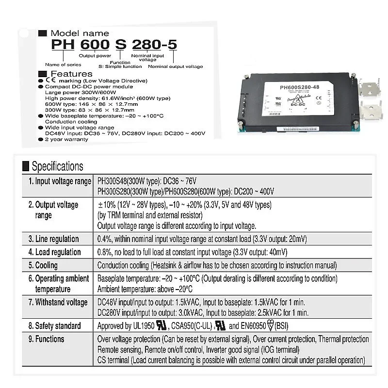 Module d'alimentation AC-DC nouveau et PH600S280-48