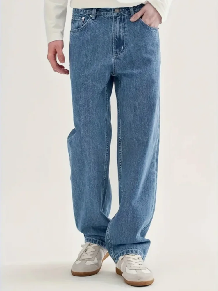 

Мужские джинсы свободного кроя с прямыми штанинами, прочный комфорт для активного отдыха в повседневном светском стиле