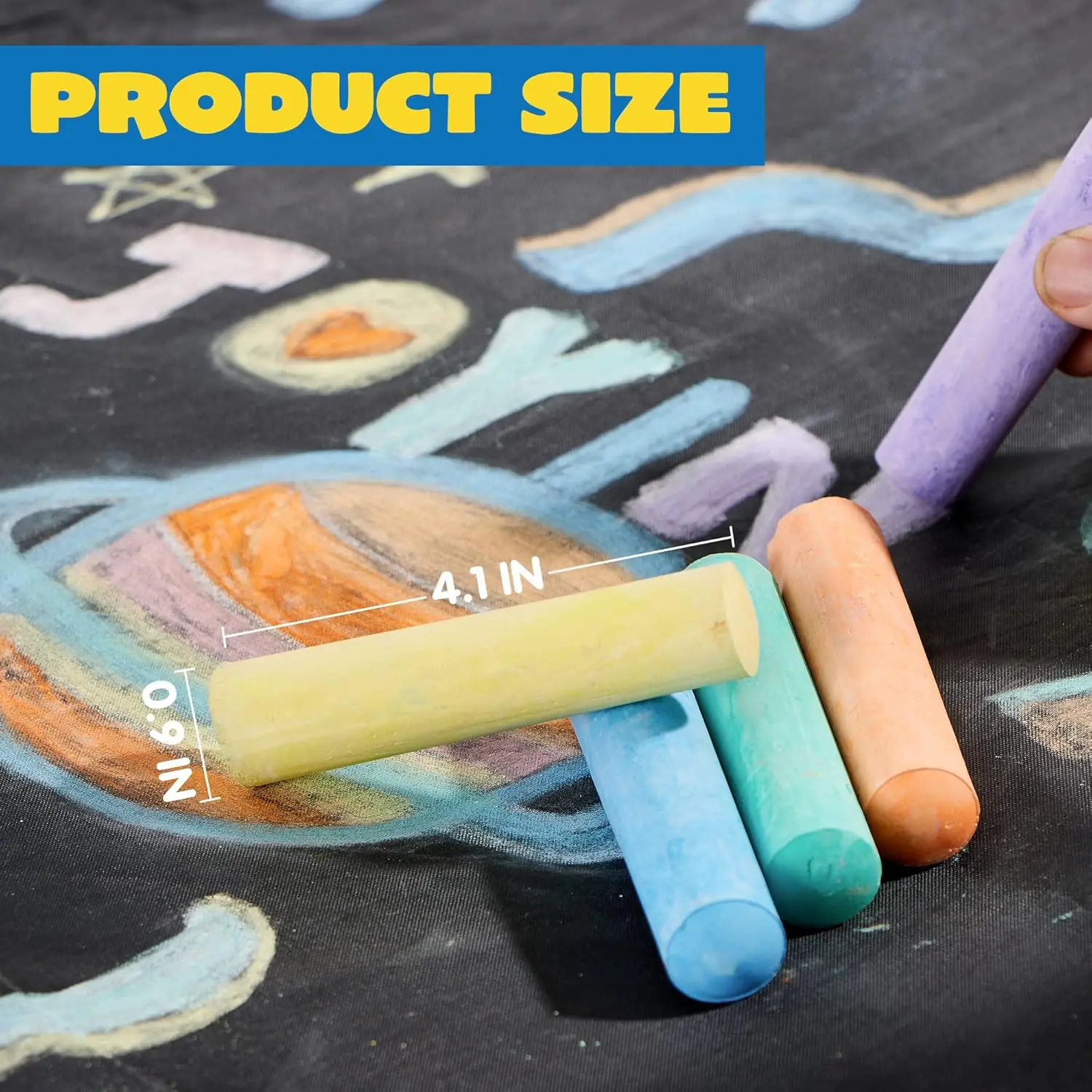 JOYFY 120 Stück Gehwegkreide für Kinder, Riesenbox, ungiftig, Jumbo, farbig, waschbar, Gehwegkreide für Kleinkinder in 10 Farben