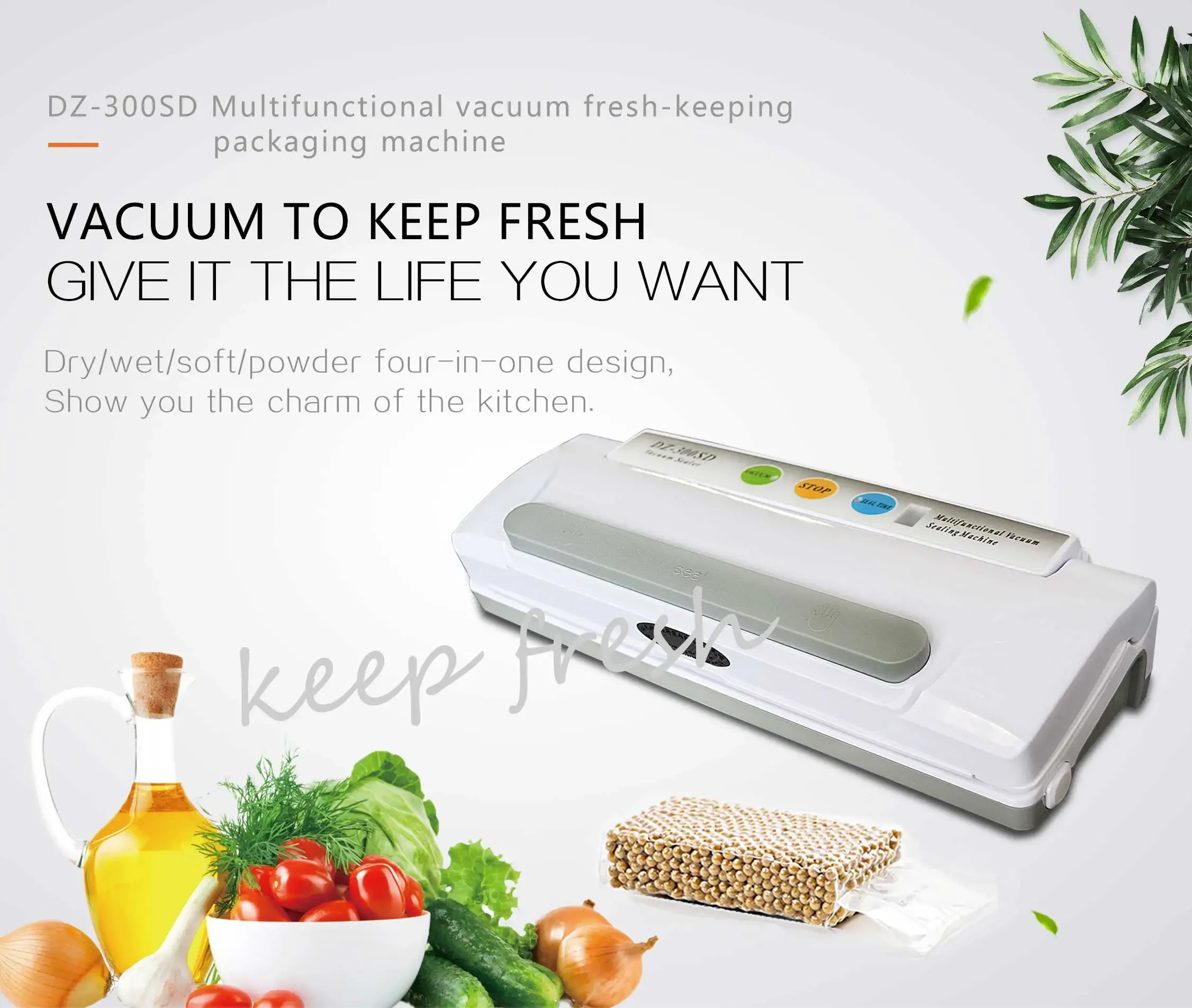 DZ 300SD Dry Food Portable Small Vacuum Fresh Keeping Packing Machine For Meat Fruits Sausage Vegetables With High Quality