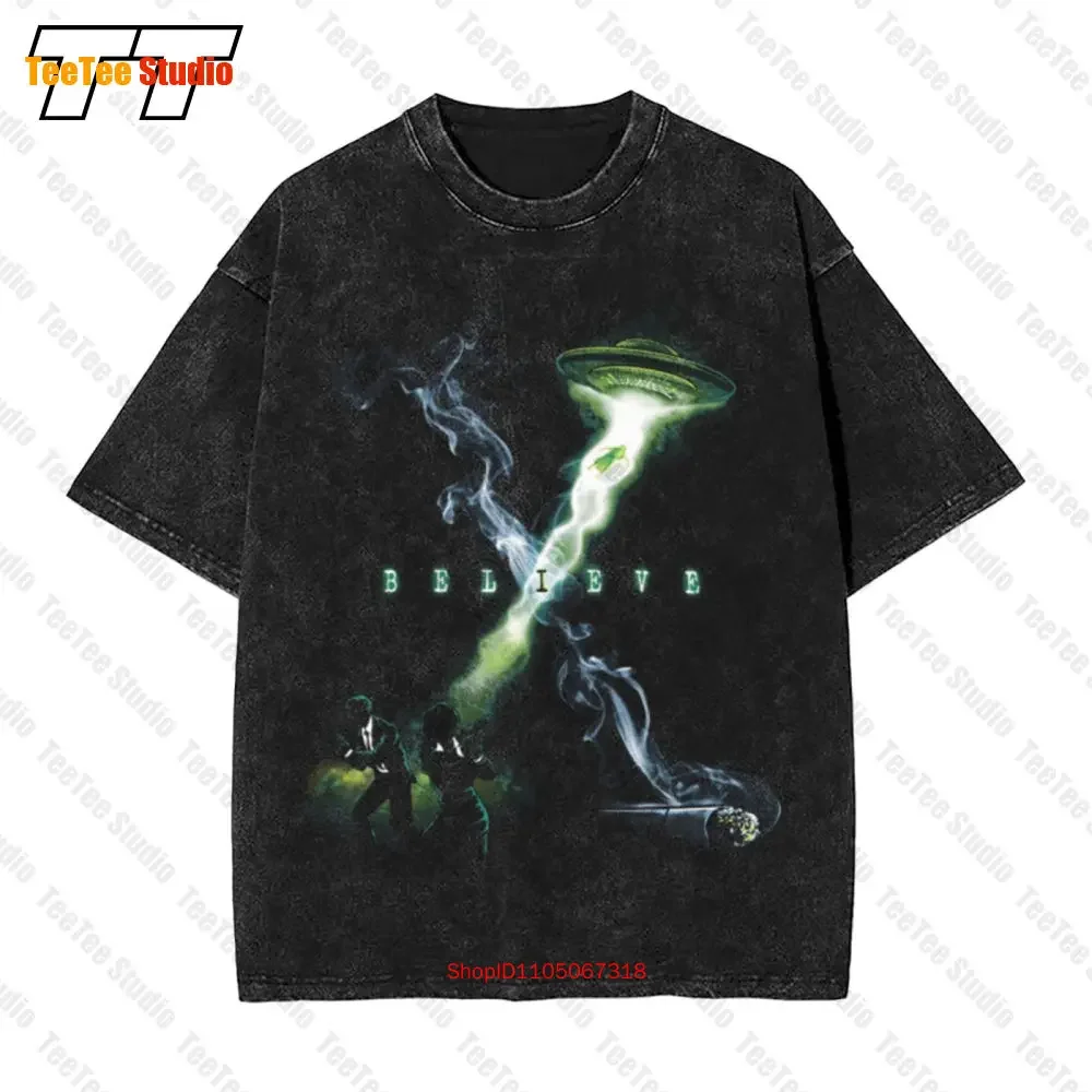 I Believe Alien Ufo Fox Mulder Dana Scully Smoking Man The X Files Vintage Oversized T-Shirt K66Y