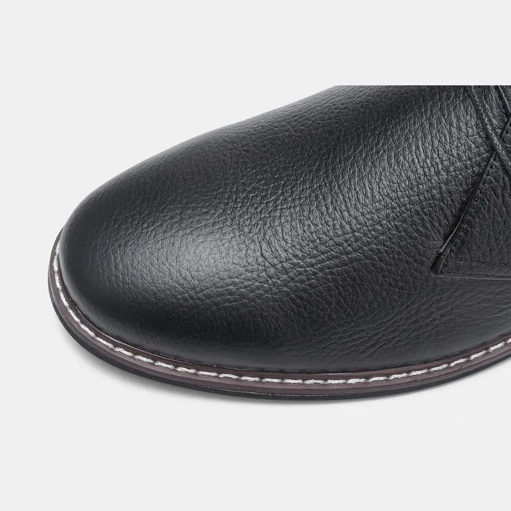 Herrenstiefel aus echtem Rindsleder, knöchelhohe Stiefel für Herren, schicke, lässige Herrenstiefel mit zwei Ösen zum Schnüren. – Detail 8