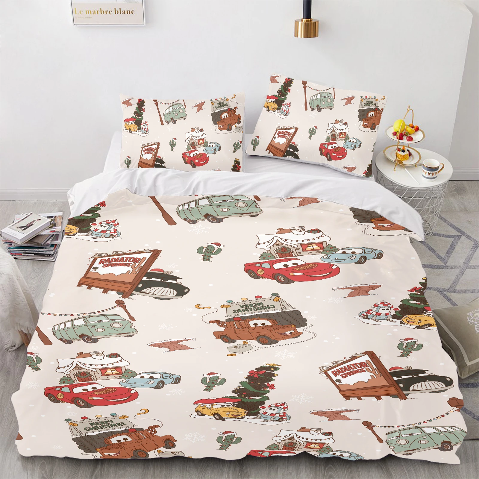 Lightning McQueen – ensemble de housse de couette, literie 3d pour enfants, 3 pièces, 1 housse de couette, King Size