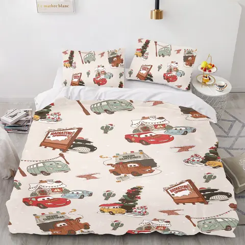 Conjunto de capa de edredom relâmpago mcqueen, edredom, 3d, conjunto de cama infantil, 3 peças, 1 capa de edredão, king size