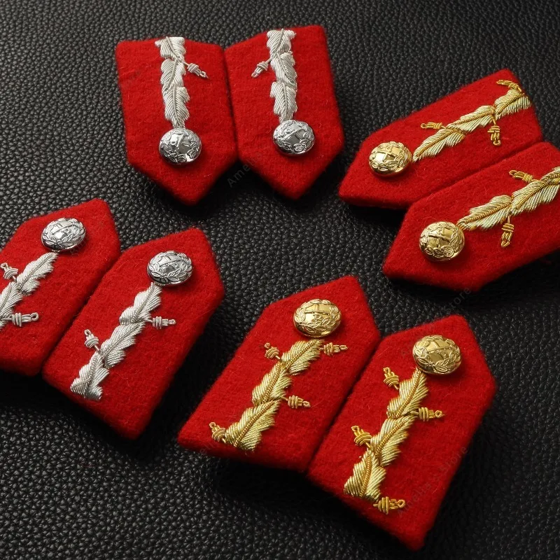 UK British Bullion Gold/Silver Wire Collar Patches Tabs-Hand Embroidered Military Uniform Insignia Badges Cosplay Collectibles